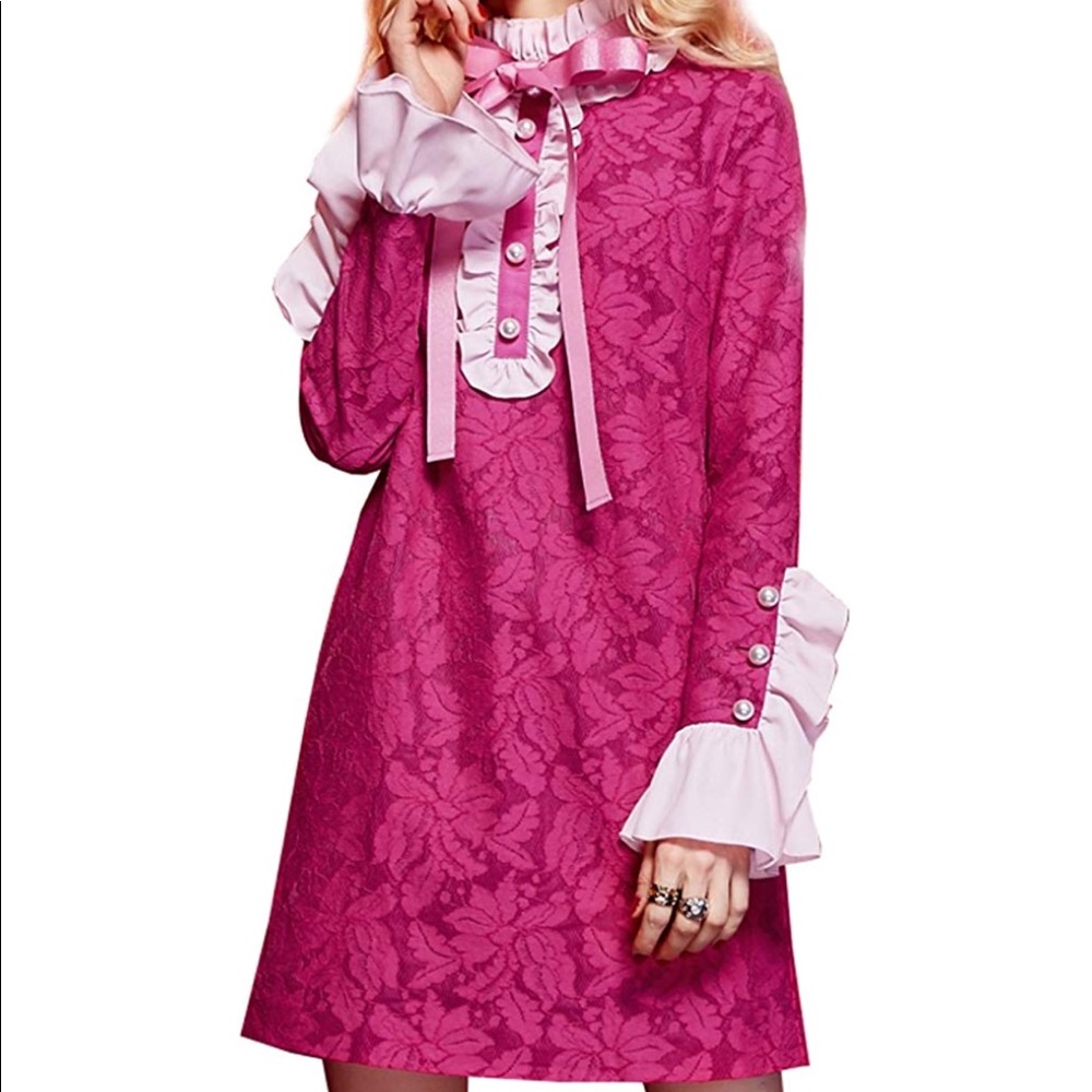 NWT Pink Lace Ruffled Dress- Vintage Inspired